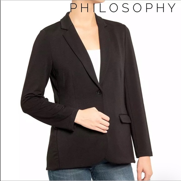 Philosophy Black Notch Point Blazer Sz 8 NWT - Picture 1 of 14